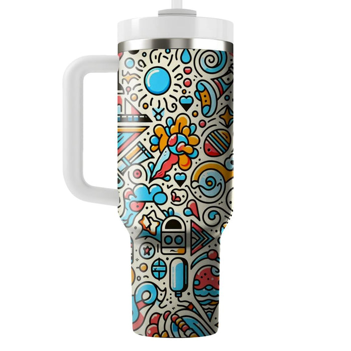 Retro Doodle Pattern  Insulated Tumblers