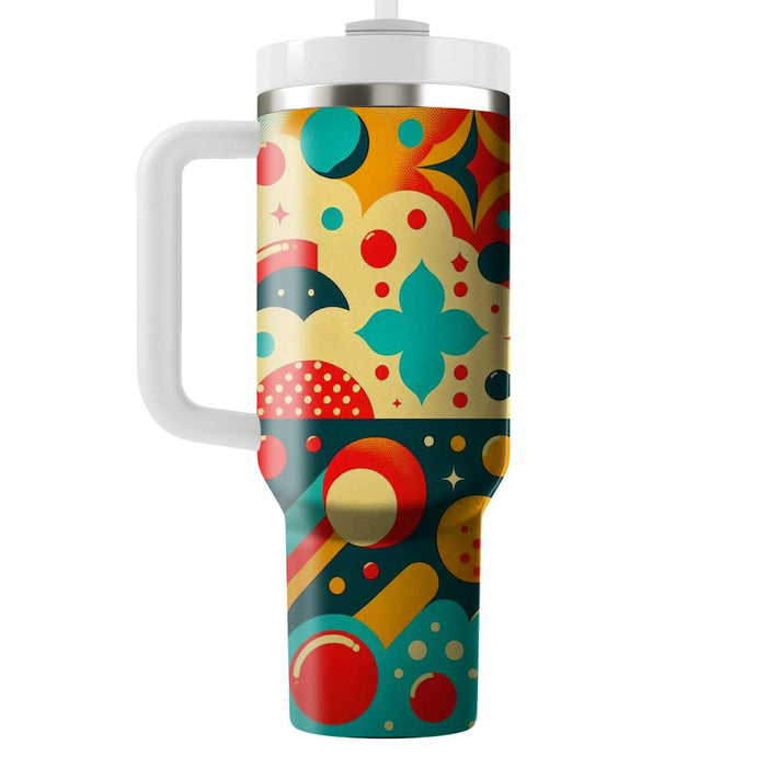 Retro Dot Mosaic  Tumblers With Lids