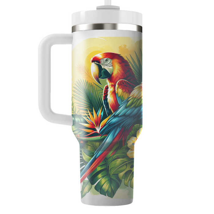 Vibrant Tropical Parrots  Tumblers With Lids