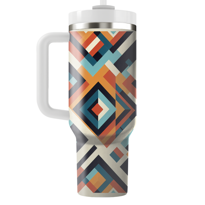 Retro Diamond Pattern  Tumblers With Lids