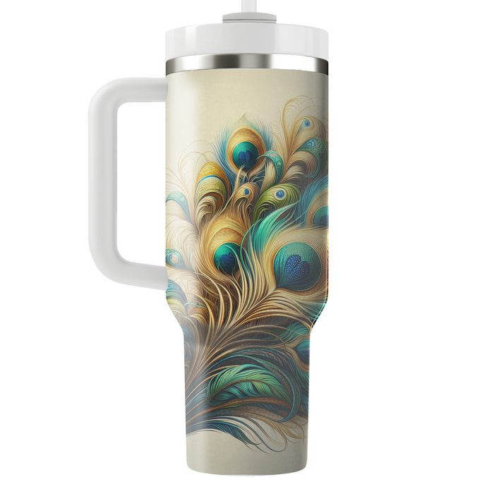 Vibrant Peacock Feathers  Tumbler Cups