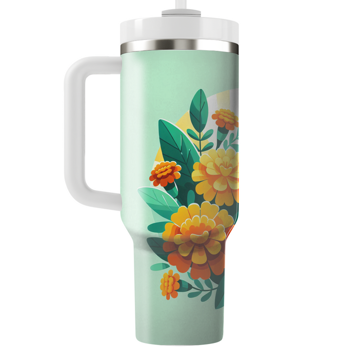 Sunny Marigold Delight  Tumblers With Lids