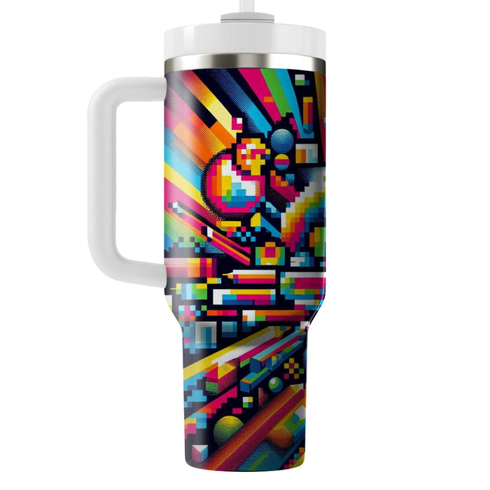 Vibrant Pixel Patterns  Custom Tumblers