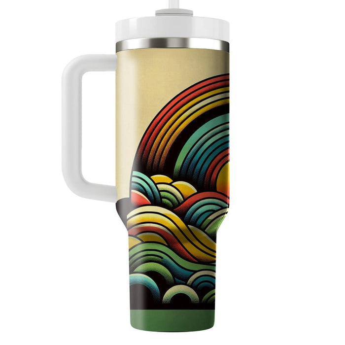 Funky Retro Rainbow  Tumblers With Lids