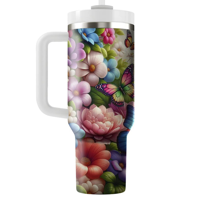 Vibrant Butterfly Blossom  Travel Tumblers