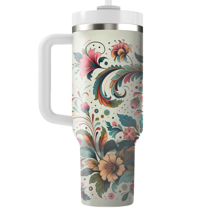 Vibrant Retro Flora  Tumbler Cups