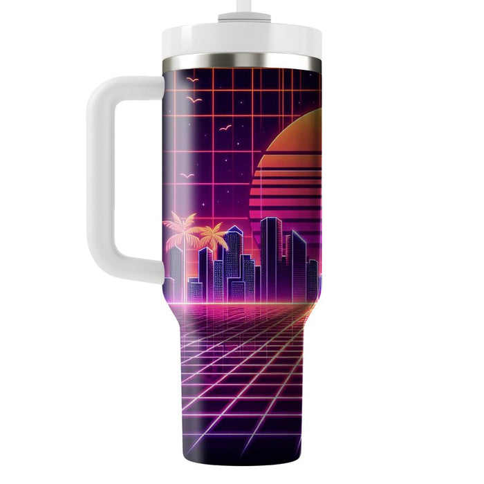 Synthwave Grid  Personalized Tumblers