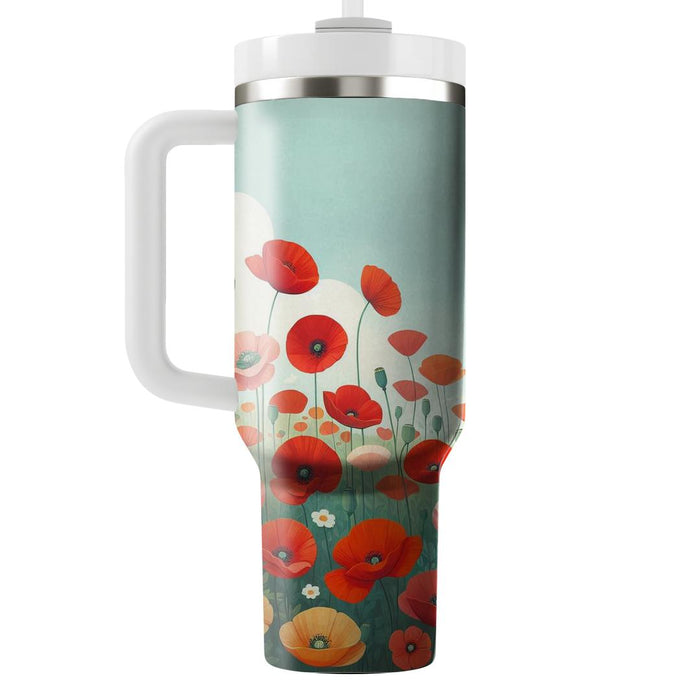 Whimsical Poppy Fields  Tumbler Cups