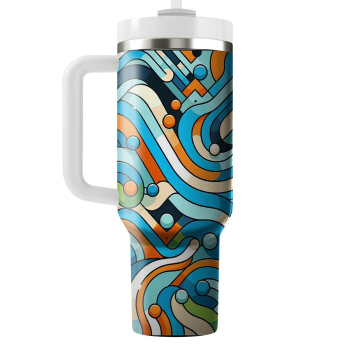 Vibrant Geometric Wave  Tumblers With Lids