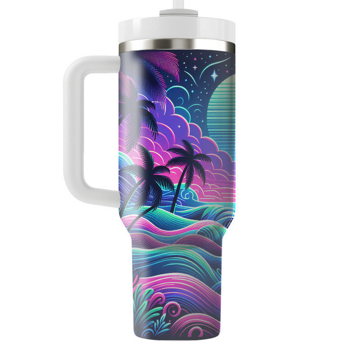 Neon Waves And Stars Custom Tumblers