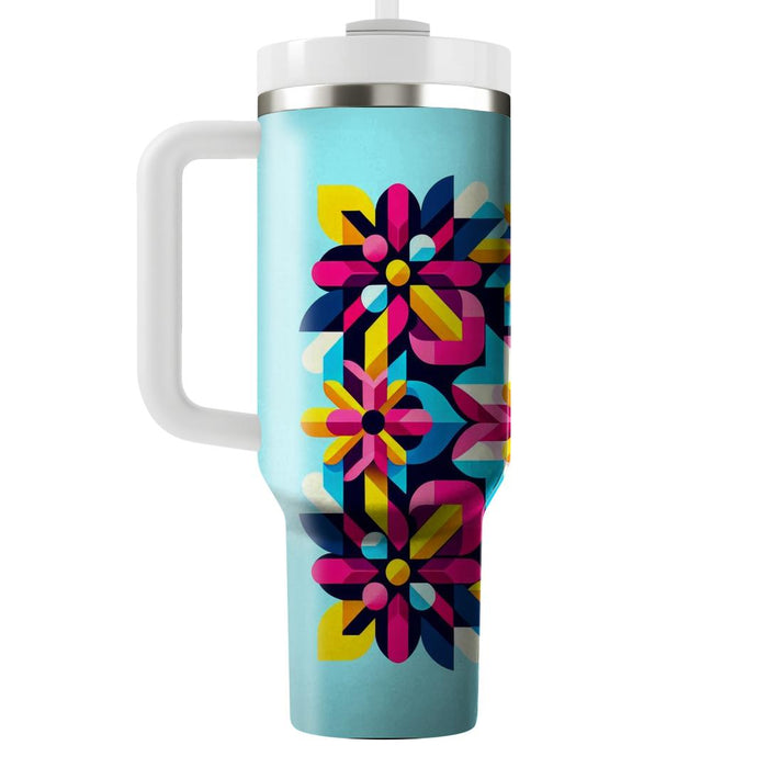 Vibrant Geometric Flowerburst  Unique Tumblers