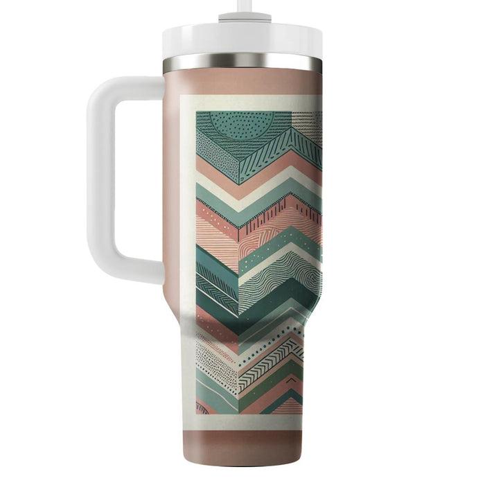 Vintage Boho Chevron  Tumblers With Lids