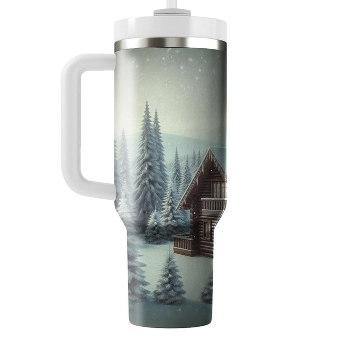 Winter Snowy Cabin  Travel Tumblers