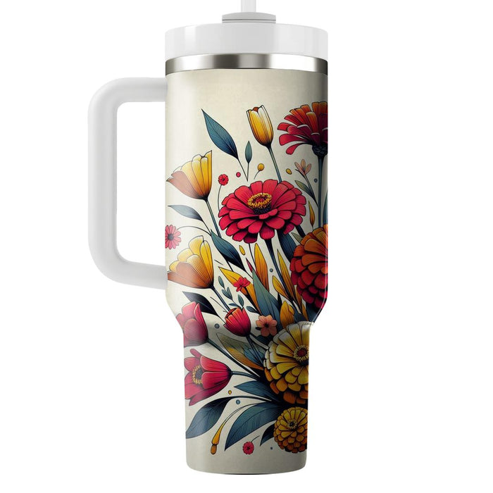 Vibrant Floral Splash  Decorative Tumblers