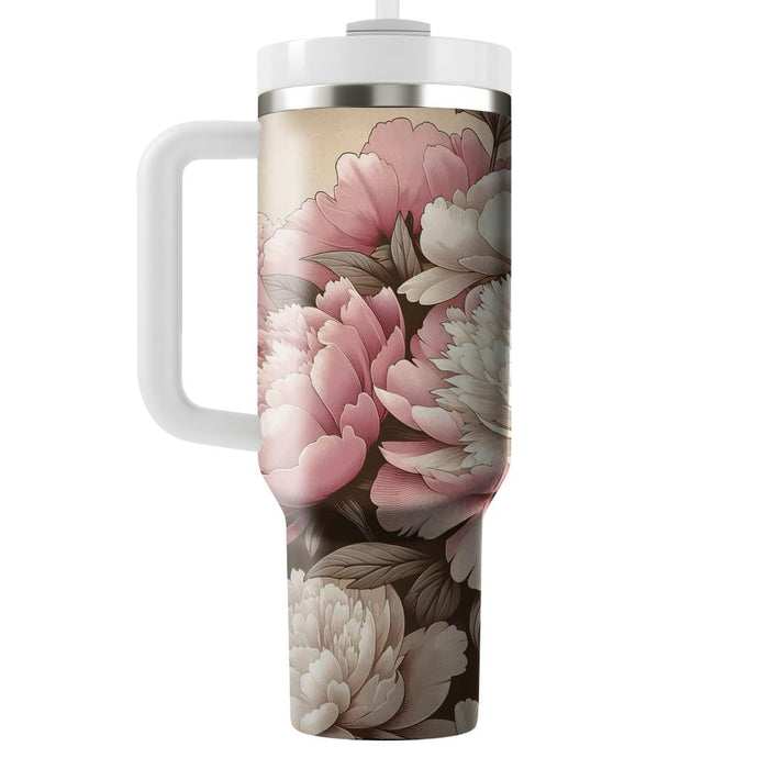 Vintage Peony  Tumblers With Lids