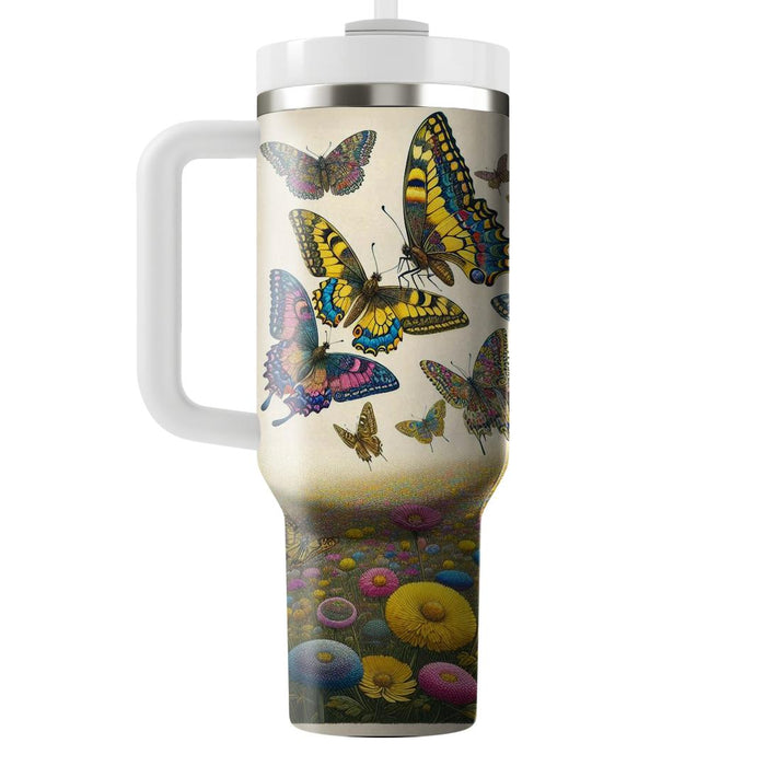 Vibrant Butterfly Meadow  Personalized Tumblers