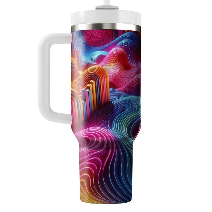 Vintage Neon Waves  Travel Tumblers