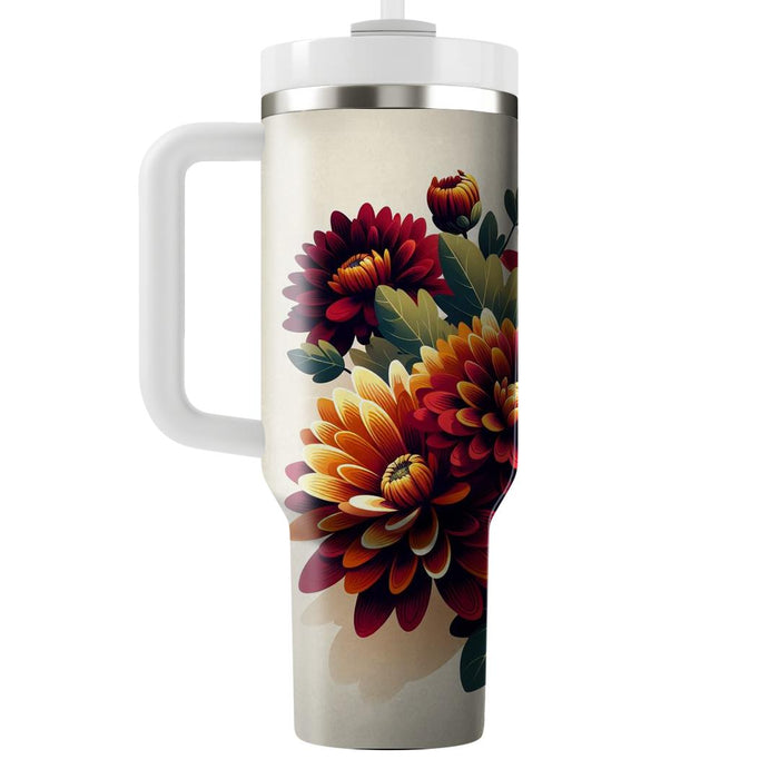 Autumn Chrysanthemum Burst  Unique Tumblers