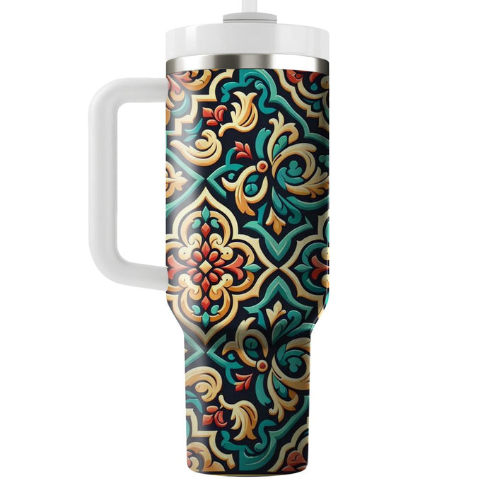 Ornamental Tile Design  Tumblers With Lids