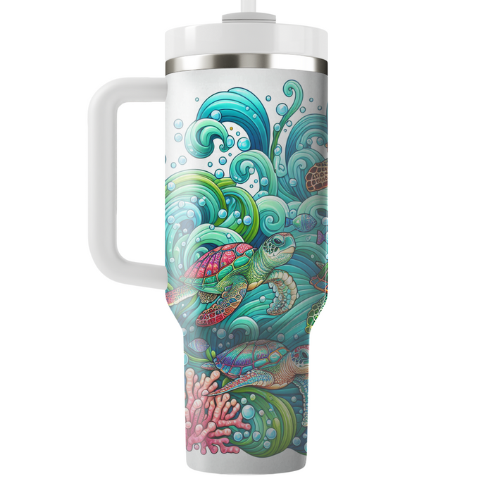 Whimsical Sea Turtle Voyage Tumblers For Gifts