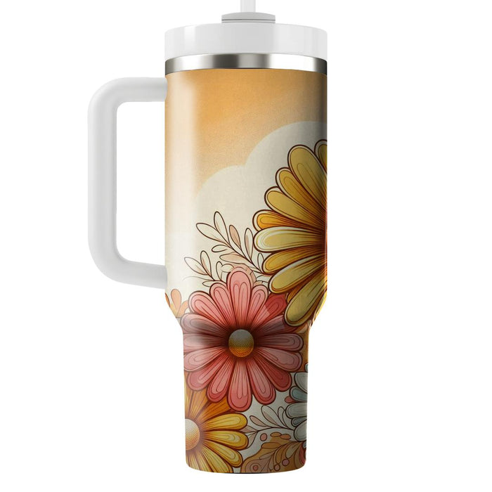 Vintage Flower Power  Tumbler Cups