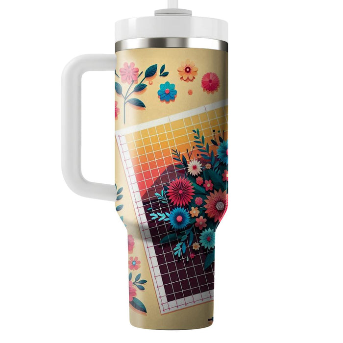 Floral Bouquets On A Grid  Custom Tumblers