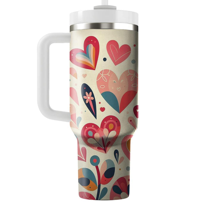 Retro Love Hearts  Travel Tumblers