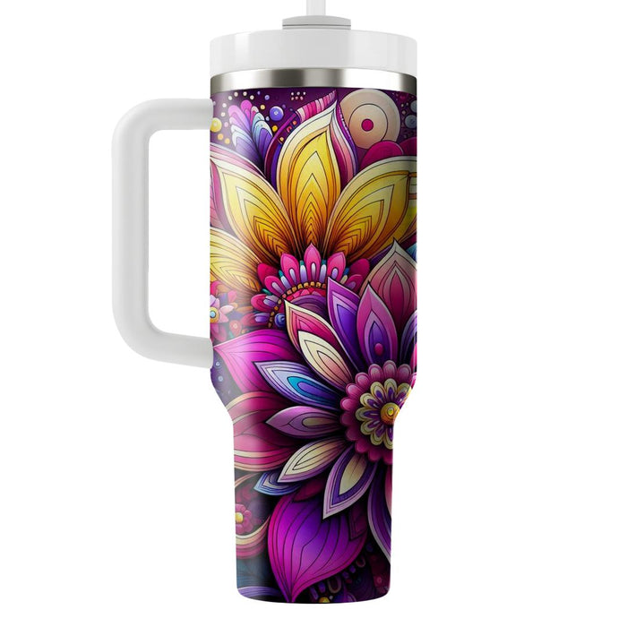 Whimsical Flower Power  Unique Tumblers