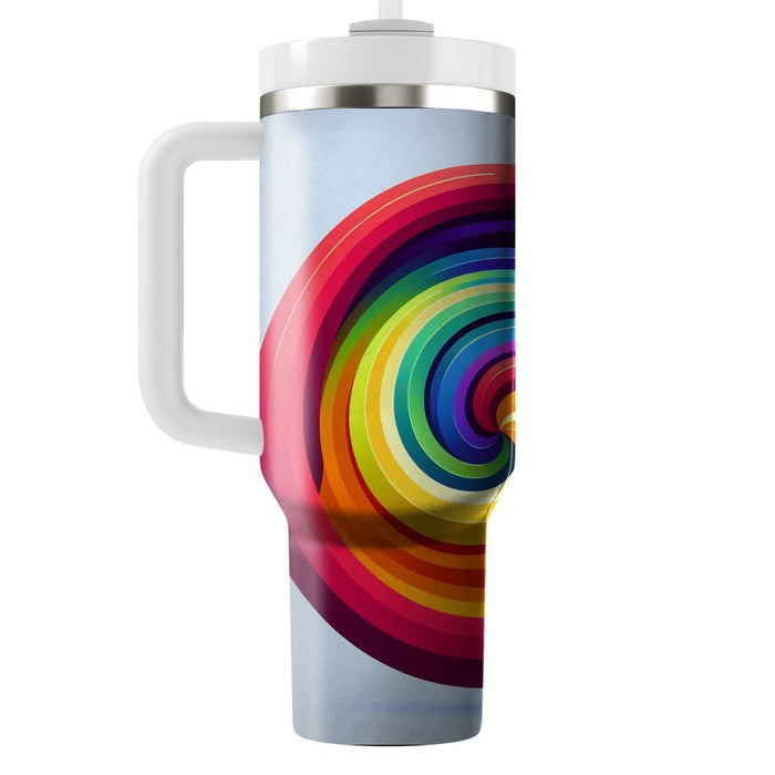 Vivid Rainbow Spiral  Travel Tumblers