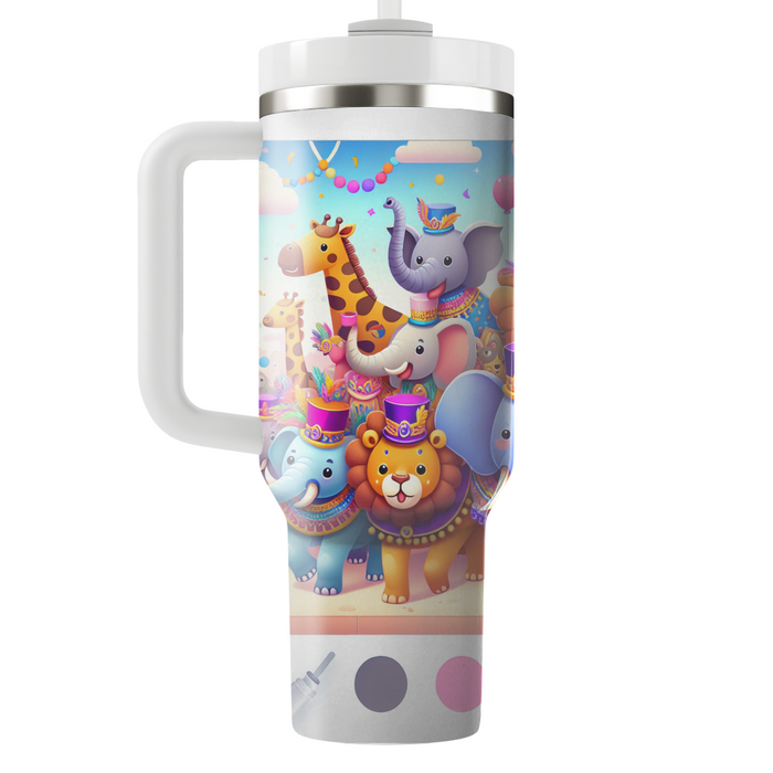 Whimsical Animal Parade Travel Tumblers