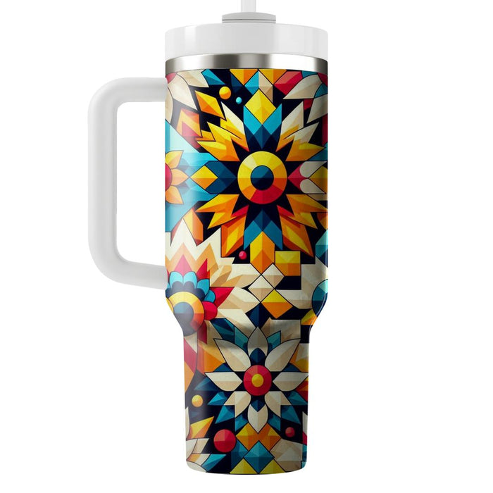 Vibrant Geometric Sunflower  Decorative Tumblers