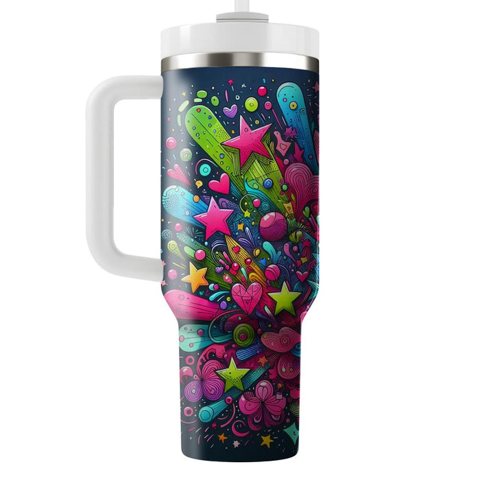 Neon Doodle Art  Travel Tumblers