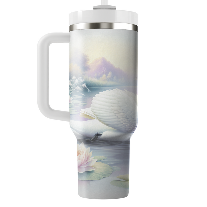 Serene Swan Reflection  Personalized Tumblers