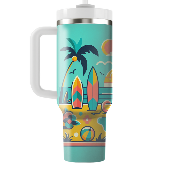 Vibrant 80s Surf  Personalized Tumblers