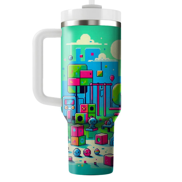 Vibrant Pixel Playground  Custom Tumblers