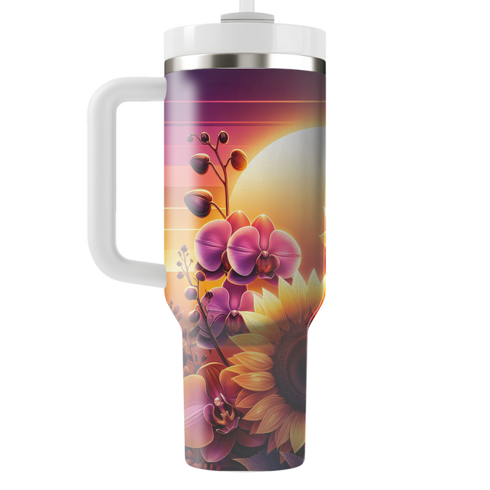 Sunset Floral Harmony  Tumblers With Lids