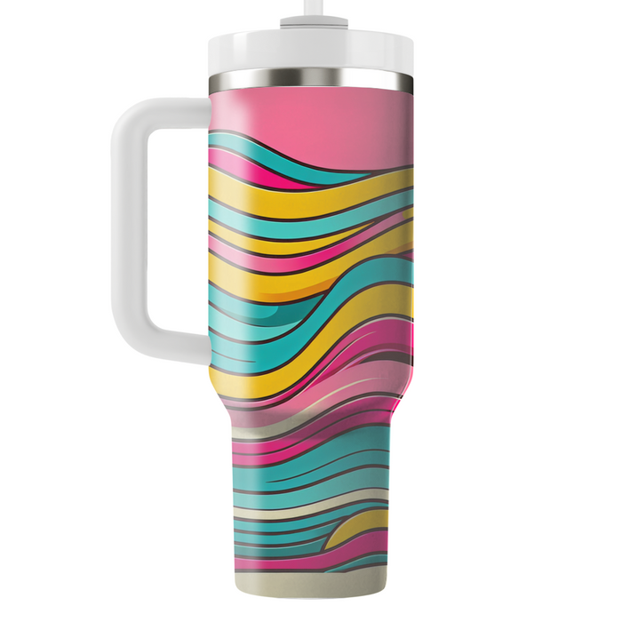 Funky Striped Waves Travel Tumblers