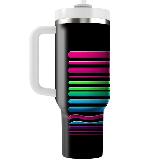 Retro Neon Stripes  Personalized Tumblers