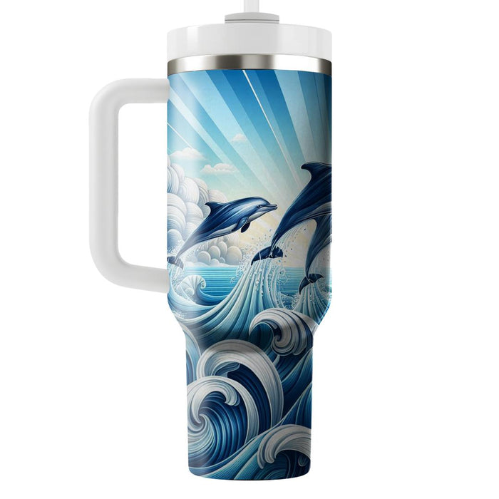 Funky Dolphin Splash  Travel Tumblers