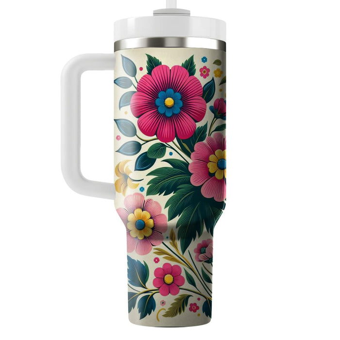 Retro Floral Harmony  Travel Tumblers