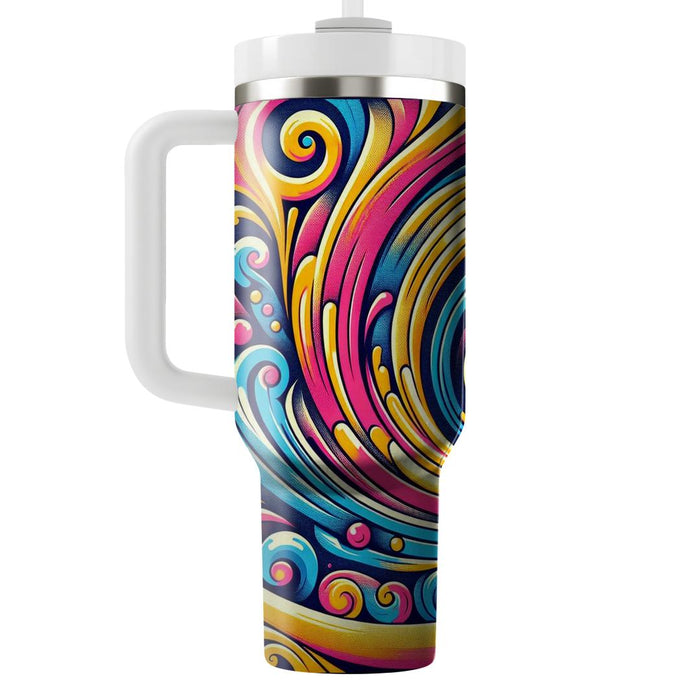 Retro Rainbow Swirl  Travel Tumblers