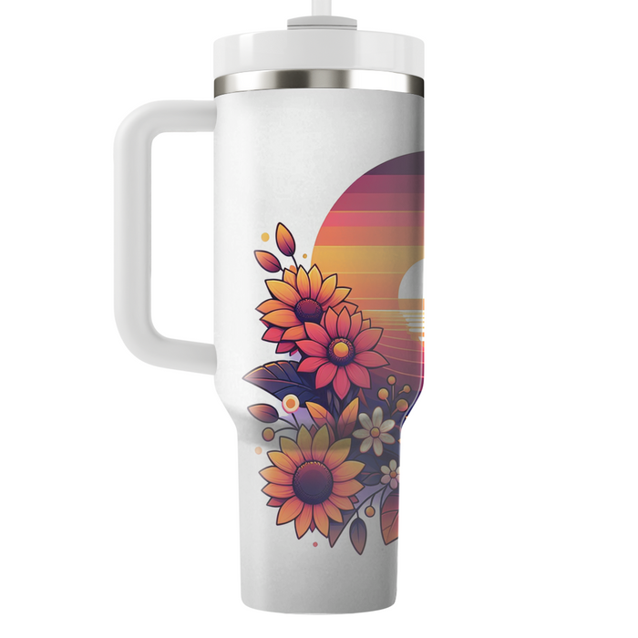 Sunset Floral Radiance  Travel Tumblers