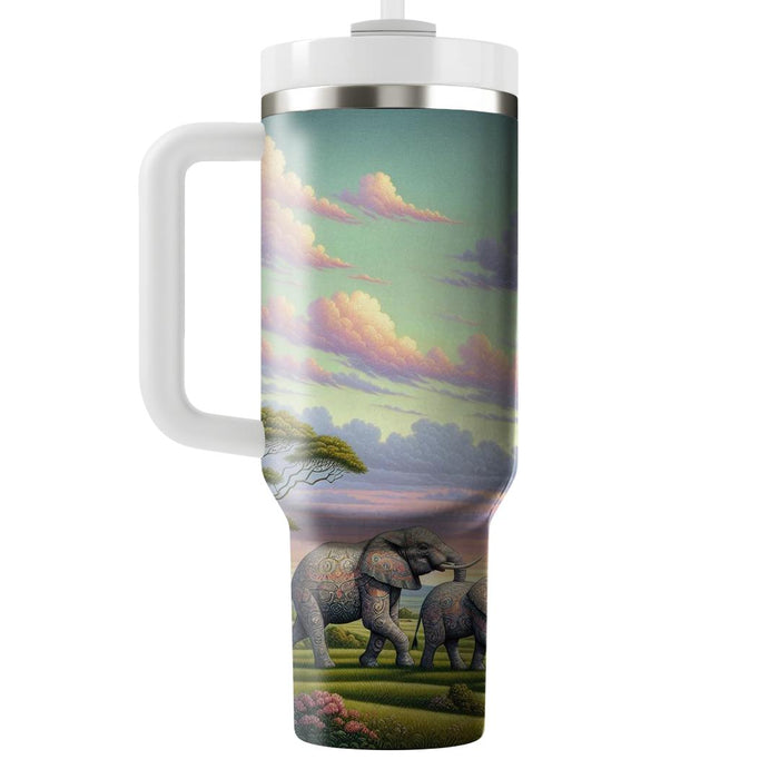 Floral Elephant Parade  Travel Tumblers