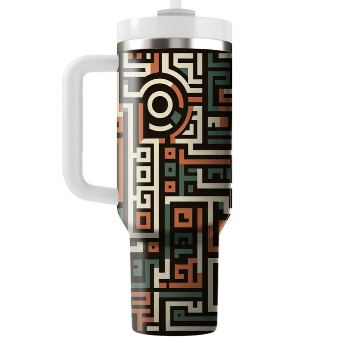 Abstract Aztec Maze  Travel Tumblers