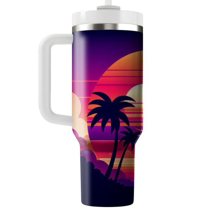 Synth Sunset Glow Travel Tumblers