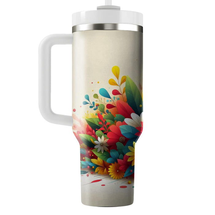 Vivid Floral Burst  Tumblers With Lids