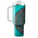 Turquoise Tribal Circle  Personalized Tumblers