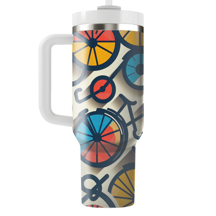 Bicycle Wheel Geometric Design Tumbler Cups