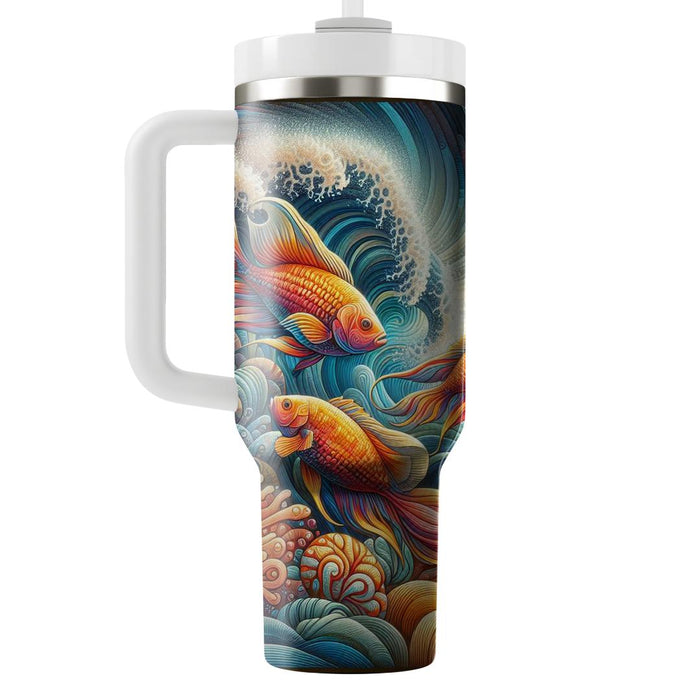 Vibrant Fish Underwater  Tumblers With Lids