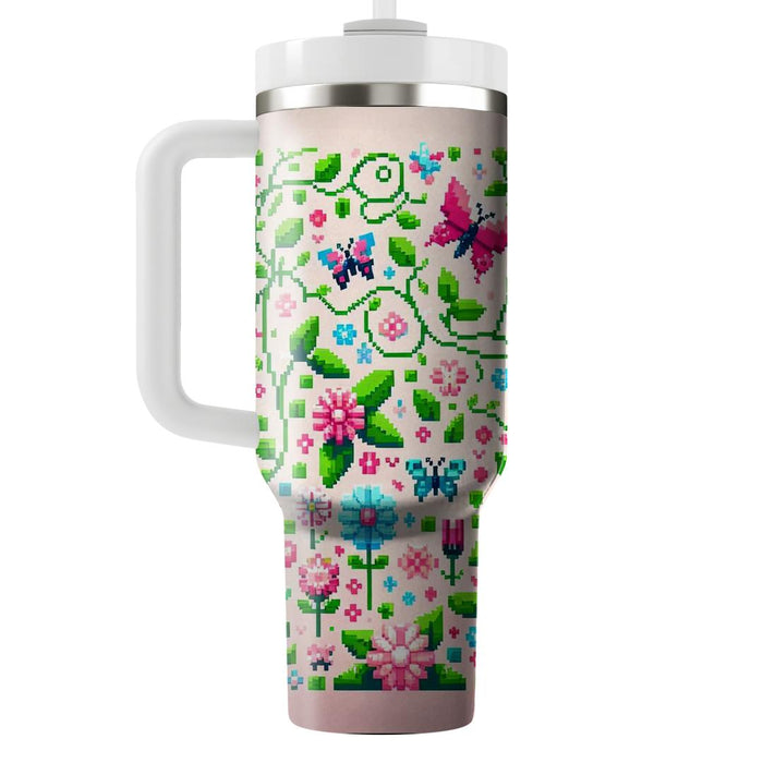 Retro Pixel Garden  Unique Tumblers